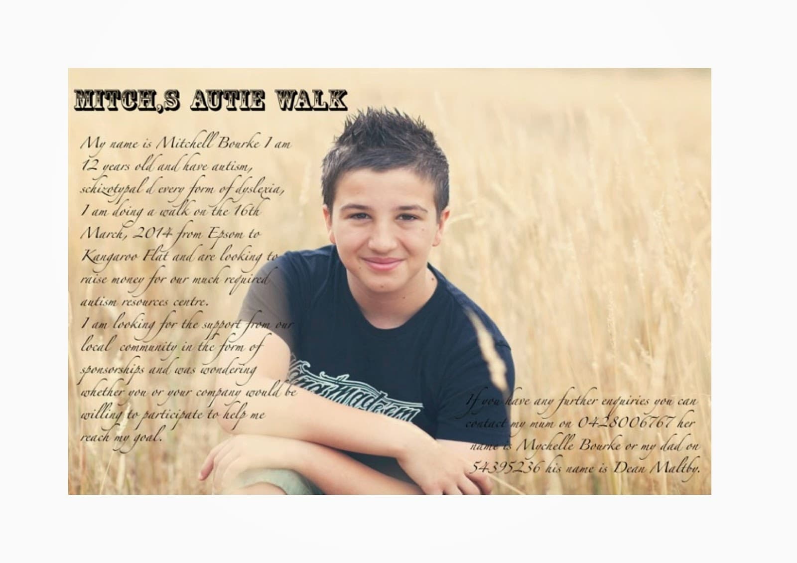 Meet the first of our April Autism Superstars: on Mitch's Autie Walk