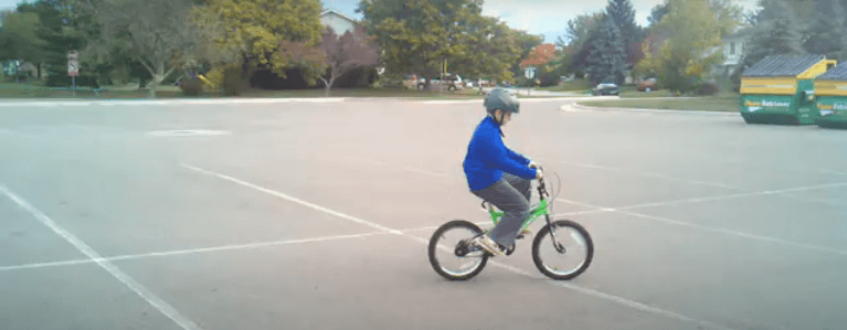 Michael riding his bike for the first time!