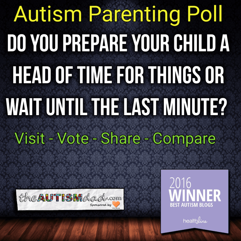 #Autism Parenting Poll: Do you prepare your child ahead of time for things or wait until the last minute?