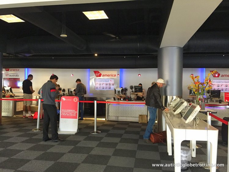Flying Virgin America with Autism Ticket Counter