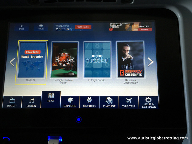 Flying on Delta Airline's Economy 757D Movie Screen
