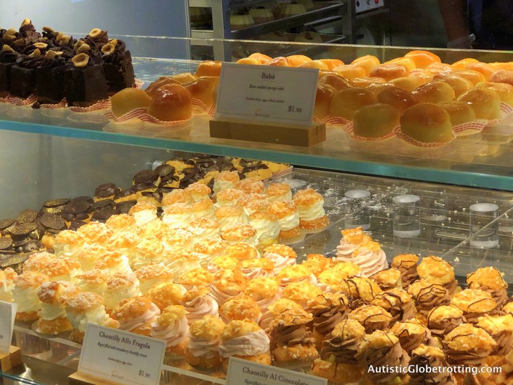 Exploring Eataly in Los Angeles with Autism cakes to eat