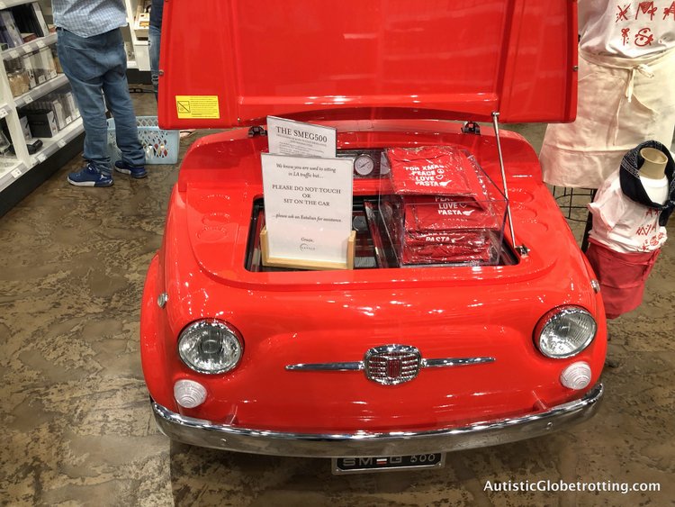 Exploring Eataly in Los Angeles with Autism red car display