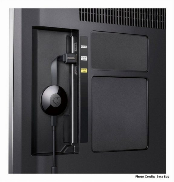 Ditch Your Cable !Get the Google Chromecast Streaming Media Player @BestBuy back of tv